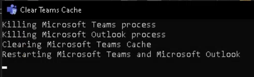 Clear Teams Cache results window